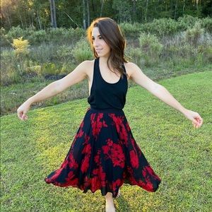 Mid-length floral skirt